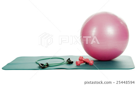 collection of fitness equipment over white 25448594