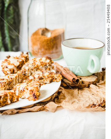 oatmeal cookies, raisins, carrot and peanut glaze 25449408