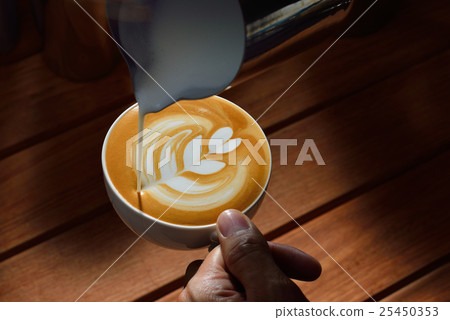 Making of cafe latte art,tulip shape Making of cafe latte art,tulip shape 25450353
