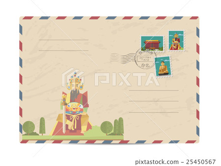 Vintage postal envelope with Taiwan stamps Vintage postal envelope with Taiwan stamps 25450567
