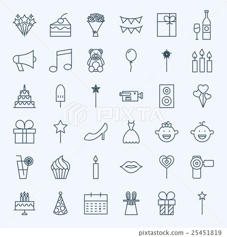 Line Birthday Celebration Icons Line Birthday Celebration Icons 25451819