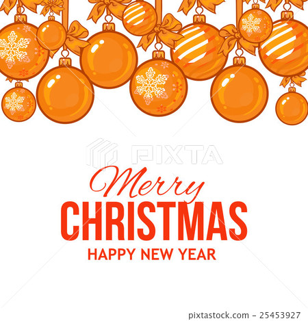 Gold Christmas balls with ribbon and bows - Stock Illustration ...