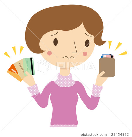 A woman with a point card that does not fit in the wallet 25454522