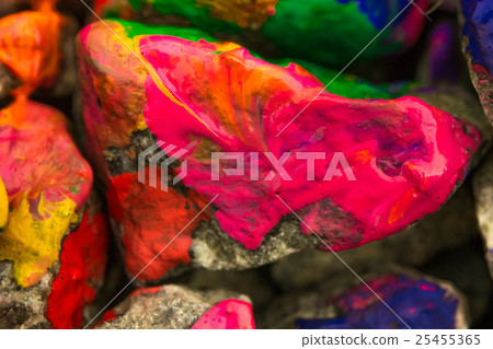 the paint on the surface of the stone close up 25455365