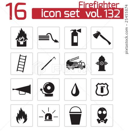 Vector black  firefighter icons set 25455874