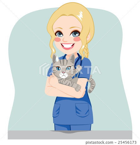 Female Veterinarian With Cat 25456173