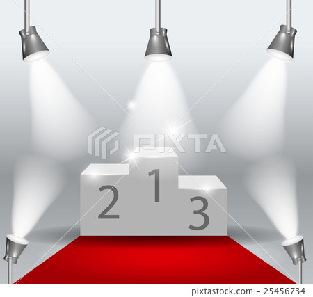 illuminated winners podium isolated with red 25456734