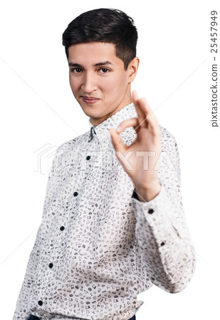 Young handsome man shows OK sign Young handsome man shows OK sign 25457949