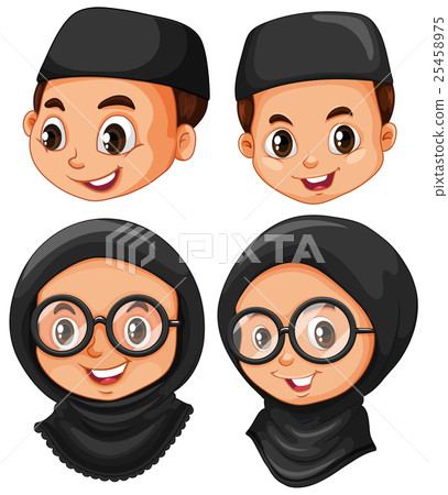 Head of muslim boy and girl 25458975