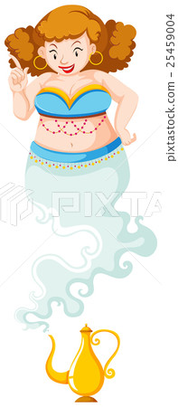 Genie lady floating over the lamp Genie lady floating over the lamp 25459004