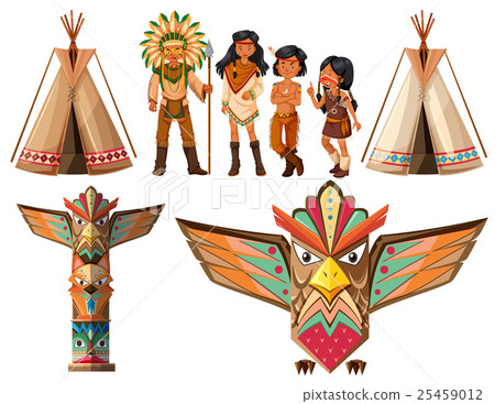 Native american indians and tepee 25459012
