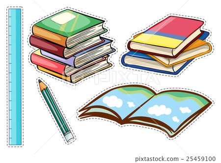 Sticker set with books and stationaries Sticker set with books and stationaries 25459100