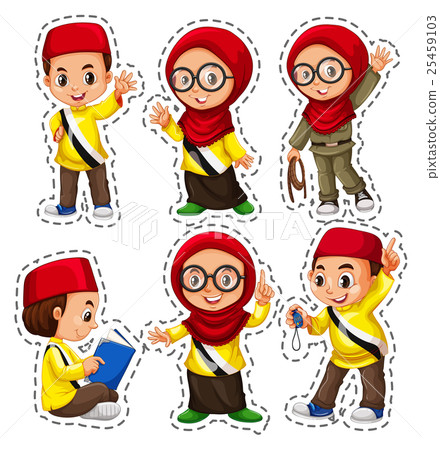 Sticker set with muslim children Sticker set with muslim children 25459103