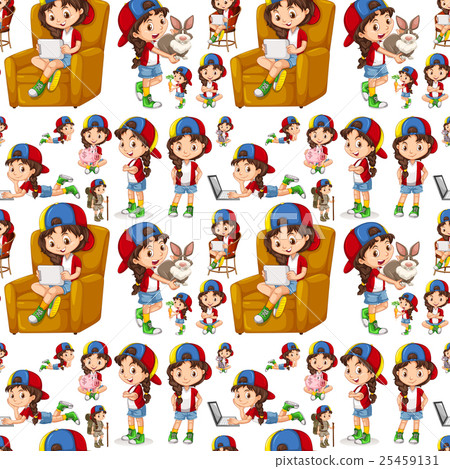 Background with girl doing different things Background with girl doing different things 25459131
