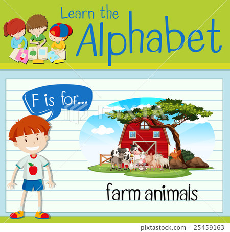 Flashcard letter F is for farm animals - Stock Illustration [25459163 ...