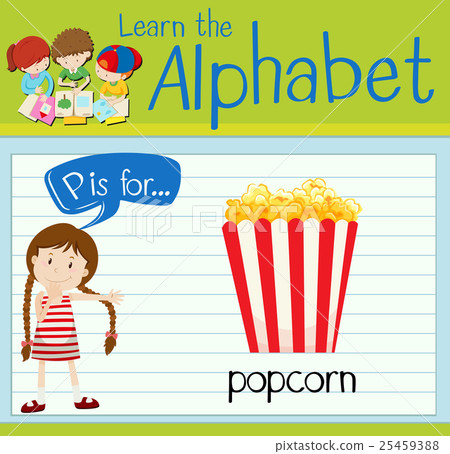 Flashcard letter P is for popcorn Flashcard letter P is for popcorn 25459388