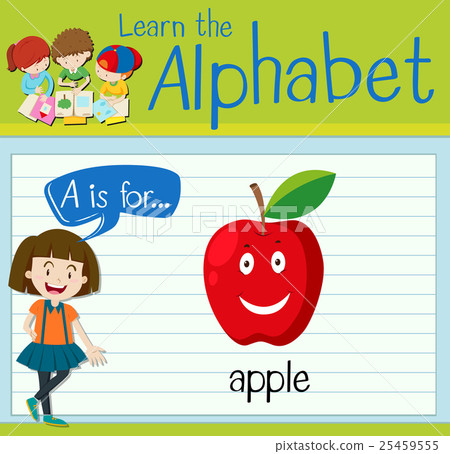 Flashcard letter A is for apple Flashcard letter A is for apple 25459555