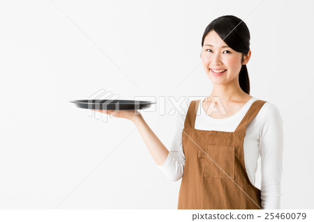 Woman wearing an apron White back image Woman wearing an apron White back image 25460079