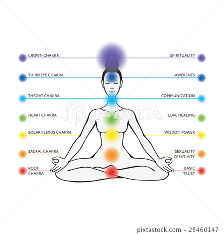 Padmasana with chakras Padmasana with chakras 25460147