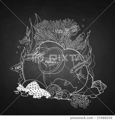 Graphic aquarium fish with broken jar Graphic aquarium fish with broken jar 25466058
