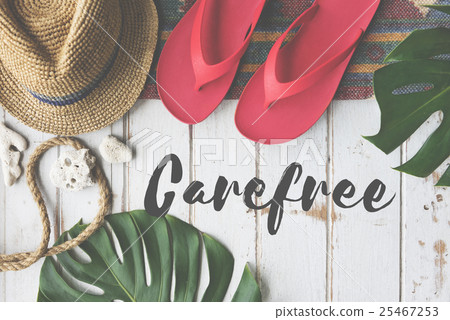 Summer Break Lifestyle Flipflop Vacatoin Words Concept 25467253