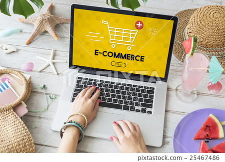 Add Cart Buy Now Online Commerce Graphic Concept 25467486