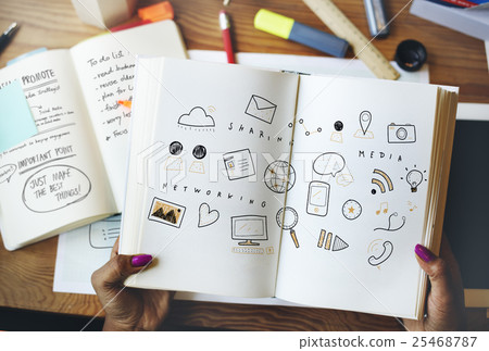 Networking Media Sharing Icons Graphic Concept 25468787