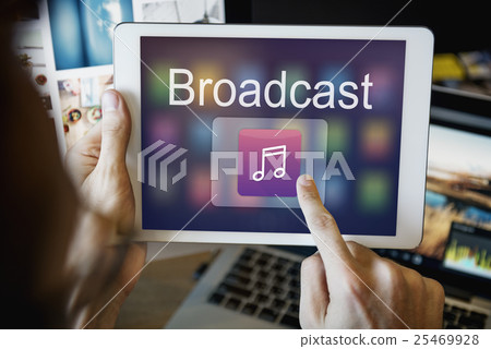 Digital Music Streaming Multimedia Entertainment Online Concept 25469928