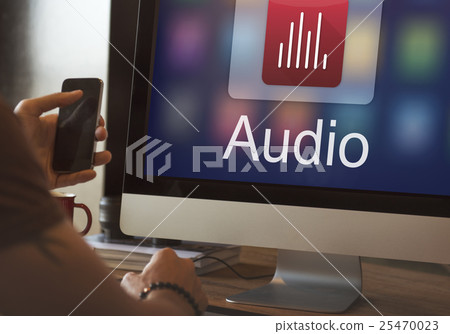 Digital Music Streaming Multimedia Entertainment Online Concept Digital Music Streaming Multimedia Entertainment Online Concept 25470023