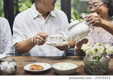 Senior Couple Afternoon Tean Drinking Relax Concept 25470473