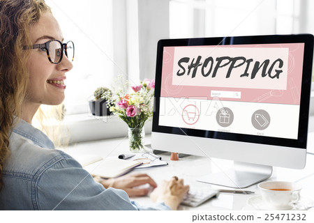 Online Shopping Shipping Internet Commerce Concept 25471232
