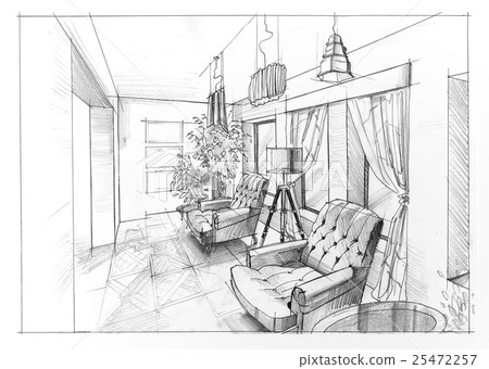 Drawing of an interior 25472257
