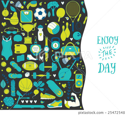 fitness and sport elements in doodle style 25472548