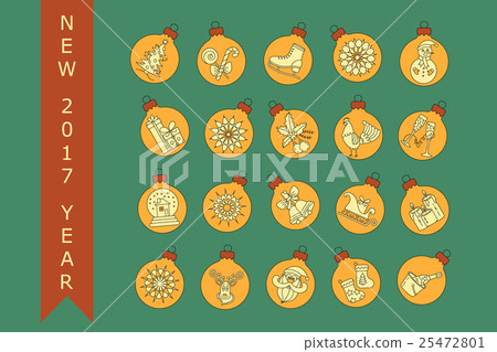 Christmas thin line icons set. 25472801