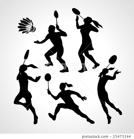 Badminton Players Silhouettes Set 25473144