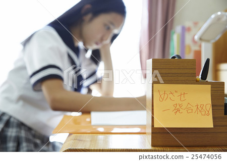 High school girl studying image 25474056