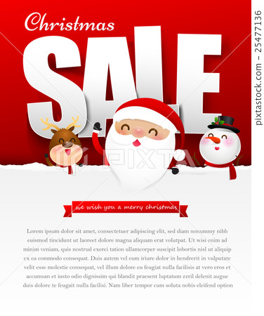 Merry christmas sale text with santa claus  25477136