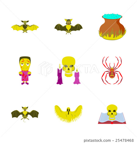 assembly flat illustration book skull ghost bat assembly flat illustration book skull ghost bat 25478468