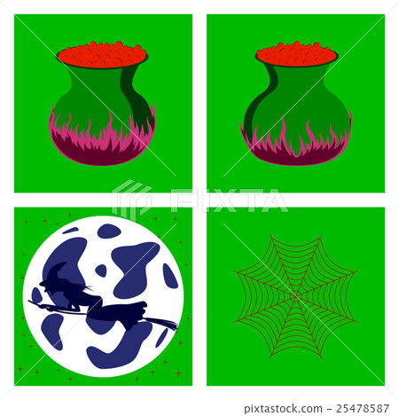 assembly flat illustration cauldron Full Moon 25478587