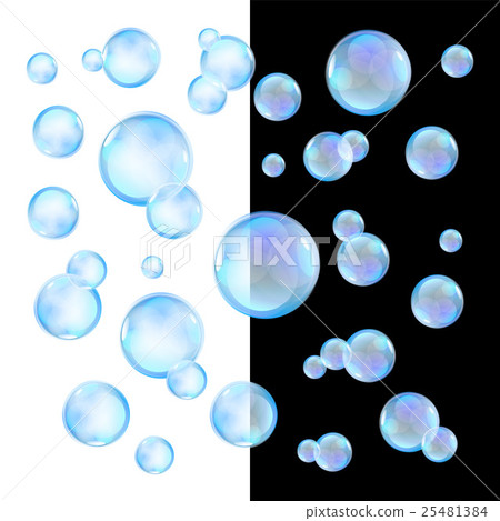 Realistic soap bubbles with rainbow reflection set 25481384