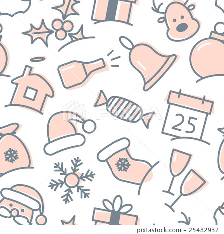 Christmas icon set seamless pattern - Stock Illustration [25482932] - PIXTA
