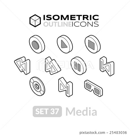 Isometric outline icons set 37 25483036