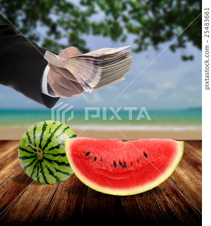 Businessman invest in fruit market concept Businessman invest in fruit market concept 25483661