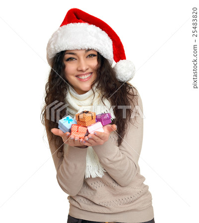 girl in santa hat portrait  25483820