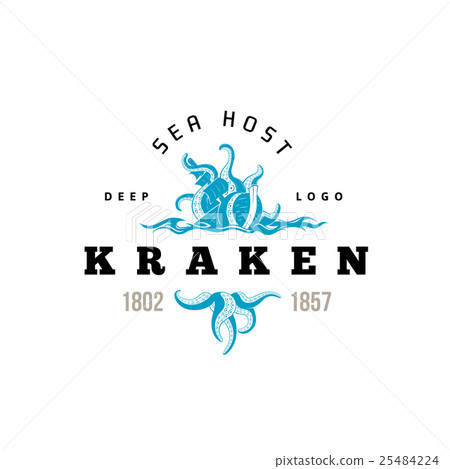 Giant evil kraken logo, silhouette octopus sea 25484224