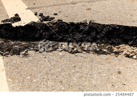 Cracked of asphalt road 25484487