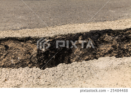 Cracked of asphalt road 25484488