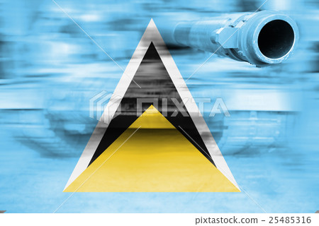 motion blur tank with Saint Lucia flag motion blur tank with Saint Lucia flag 25485316
