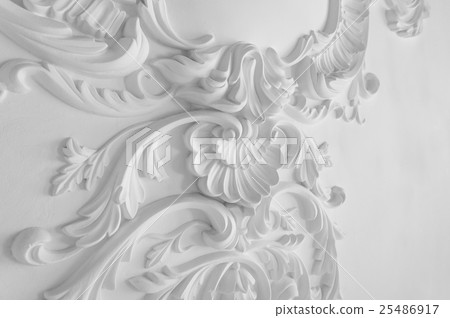 Luxury white wall design bas-relief with stucco 25486917