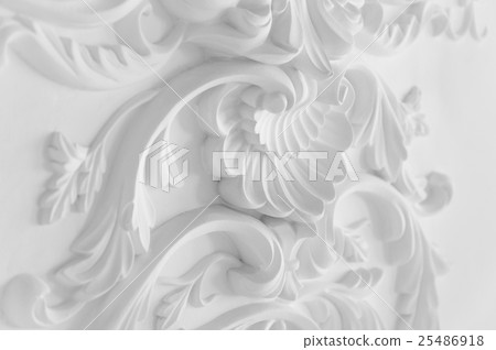 Luxury white wall design bas-relief with stucco 25486918